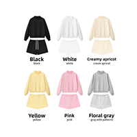 Sweat-shirt à col rond personnalisé pour femmes, ensemble de jogging court 2 pièces de haute qualité pour femmes, vêtements de sport, ensemble de sweat-shirt de gym