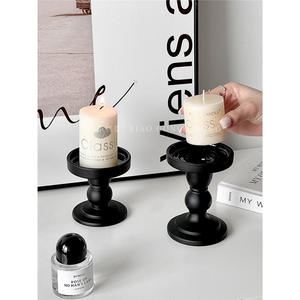 Porte-bougie vintage noir Xiao Gong en verre mat cylindrique, décoration d'intérieur, cadeau publicitaire - Product Image 4