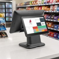 Sistema POS con Pantalla Dual de 15 Pulgadas de Aluminio, Precio al por Mayor, Caja Registradora para Supermercado, Blanco/Negro, 512GB, 8GB RAM