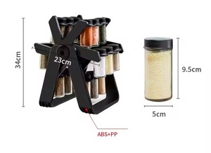 Organizzatore da cucina rotante di 360 gradi con 18 barattoli di vetro per <span class=keywords><strong>erbe</strong></span> e spezie Set di condimenti Organizer - Product Image 6