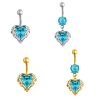 Offre Spéciale – Piercing de Nombril en Acier Inoxydable 316L avec Zircon, Pendentif Cœur, Bijoux pour Femme