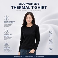 Maglia Termica in Pile 280G a Maniche Lunghe da Donna, Vestibilità Slim, Calda con Fodera Spazzolata, Top Morbido in Misto Cotone Pettinato, Sottomaglia Invernale