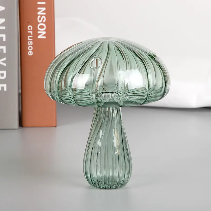 Halus Nordic kecil berbentuk jamur berwarna kaca kuncup vas