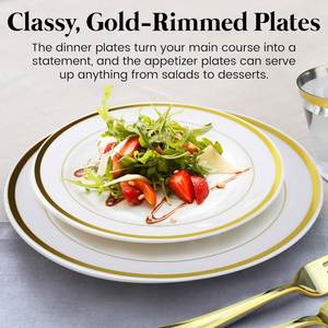 600 Pieces Hot <b>Plastic</b> Party Plates, Heavy Duty Elegant Fancy Disposable Dinnerware for Party Wedding Hotel Restaurant - Product Image 4