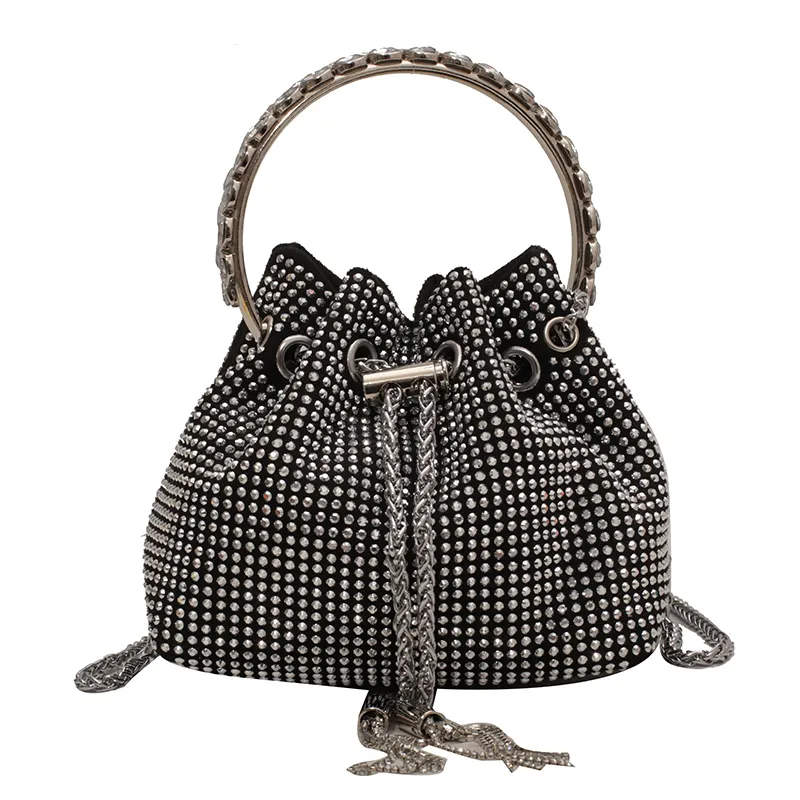 Crystal Bucket Bag Ins Design Chain Shoulder Messenger Bag Evening Party Bag For Women