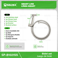 Set Semprotan Bidet/Shattaf SOLVEX, Pistol Semprot Bidet dari Baja Anti Karat 304, Pemasangan di Dinding Kamar Mandi, Set Semprotan Bidet/Shattaf Toilet