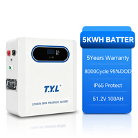 Batterie solaire au gel durable et robuste à décharge profonde pour usage résidentiel, sûre, vente en gros, batterie au lithium 51.2V 100Ah 10Kw