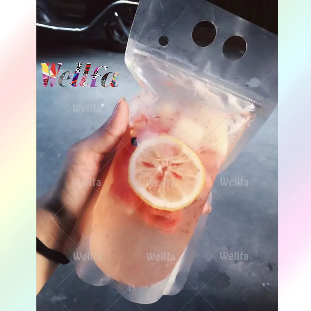 Sac d'emballage Transparent et refermable, pour jus de fruits, avec trou de suspension, ml