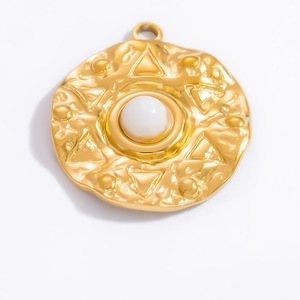 Charmes en acier inoxydable incrustés de pierres précieuses plaqués or 18K PVD |   Pendentif soleil éclatant, aigle impérial et étoile pour la fabrication de bijoux DIY |   Hypoallergénique - Product Image 3