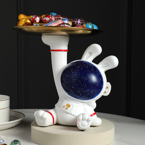 Nuevo Adorno Creativo de Resina con Forma de Conejo Astronauta, Patrón de Cielo Estrellado, para Guardar Dulces y Bocadillos, Decoración para el Hogar - Product Image 1