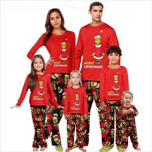 Drop Shipping Fun Holiday Grinch Weihnachts pyjamas Set Erwachsene Kinder Custom 2 Stück Nachtwäsche Family Christmas Pyjama Set - Product Image 1