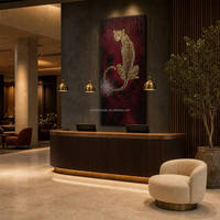 Mosaik Kaca Giok Es Motif Macan Tutul, Seni Dinding Hewan Tropis, Panel Dekoratif untuk Dekorasi Interior Lobi Hotel