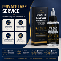 Colle pour cheveux OEM pour perruques et extensions, à base d'eau, forte adhérence, résistante à la transpiration, étiquette privée, emballage personnalisé, usage en salon, Chine