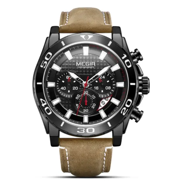Cross-border hot selling MEGIR 2094 men's watch sports trend multi-function true three-eyewrist quartz watches for men