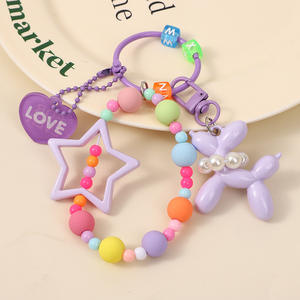 Vendita all'ingrosso, ciondolo portachiavi con palloncino a forma di cane a cinque punte con catena di perline colorate - Product Image 4