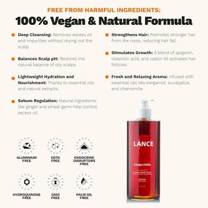 Lance Private Label Jengibre Champú Vegano Estimula el Crecimiento del Cabello Controla La Pérdida de Cabello Más Fuerte Raíces del Cuero Cabelludo Jengibre Champú PARA EL Cabello - Product Image 2