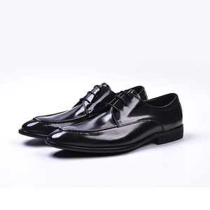 Zapatos de cuero para hombre de nuevo estilo con capa superior de cuero genuino, con cordones, cosidos juntos, zapatos de cuero con punta en pico para hombre - Product Image 5