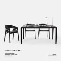 Fauteuil créatif en bois massif et cuir avec dossier et assise rembourrée, chaise de salle à manger moderne et minimaliste pour la maison, les restaurants et les cafés