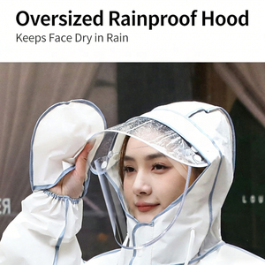 Imperméable long pour adulte en EVA épais personnalisé avec gants imperméables et capuche étendue, <span class=keywords><strong>poncho</strong></span> de pluie pour activités de plein air et cyclisme - Product Image 5