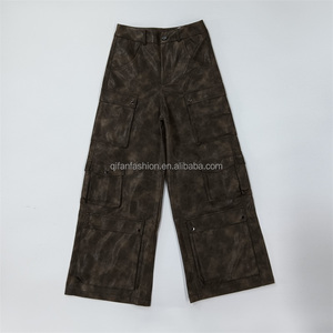 <span class=keywords><strong>Pantaloni</strong></span> con fondo oversize personalizzati <span class=keywords><strong>pantaloni</strong></span> larghi in pelle Vintage Cargo per gli uomini - Product Image 2