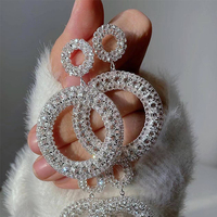 Fashion big statement long américain strass fausses boucles d'oreilles en diamant grossiste pour femmes