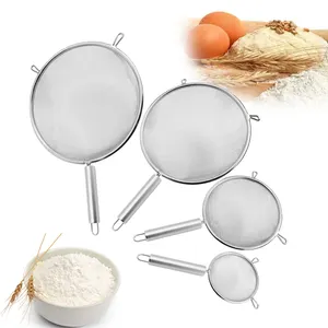 High Quality Kitchen Food Strainer Food Grade 430 Stainless Steel 304 Fine Mesh Strainer Set With Handle