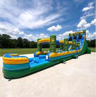Toboggan aquatique gonflable Tiki Totem commercial à double piste avec piscine pour la location événementielle