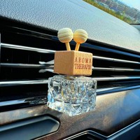 Diffuseur d'arômes liquide en verre cube d'eau diamant cristal pour voiture, clip de ventilation d'air, flacon d'huile essentielle en bois, diffuseur d'arômes