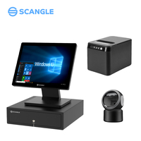 Scangle D5 15 pouces double écran caisse enregistreuse tactile système de point de vente 9.7 pouces écran client compatible Windows/Android/Linux