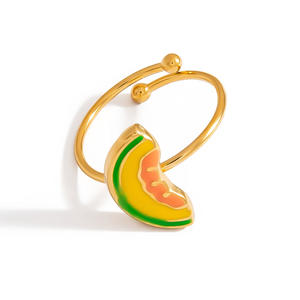 Bagues ajustables Série Fruits couleur or Ananas Avocat Pastèque Bijoux pour femmes Accessoire cadeau - Product Image 5