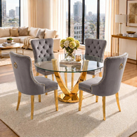 Ensemble de table et chaises de salle à manger de luxe en acier inoxydable et marbre, style italien, pour 4, 6 ou 8 personnes, idéal pour restaurant