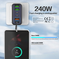 Charger Dinding Tipe C 240W EU US UK, Pengisian Cepat QC3.0 PD, Pengisi Daya Cepat Ponsel 240W, Adaptor Daya USB-C