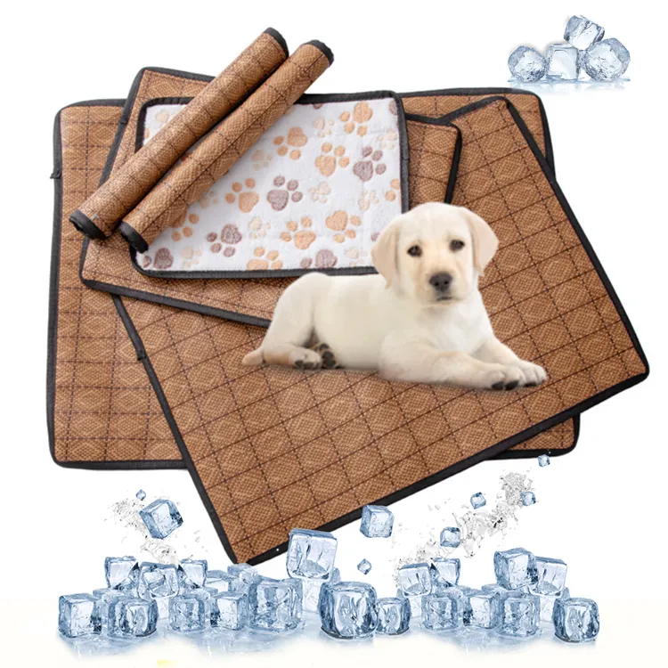 Custom Size Dubbelzijdig Warm Cool Hond Fluffy Bed Stro Mat Outdoor Reizen Slapen Zomer Kat Hond Huisdier Koeling mat