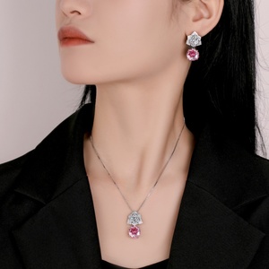 Nouvel ensemble de bijoux en cuivre plaqué or, zircon rouge taille brillant 12 mm, écologique et tendance, pour fêtes, pour acheteurs en gros en Chine - Product Image 6