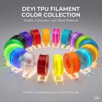 DEYI Filamen Fleksibel TPU-001 95A/85A/90A Terlaris, Tekstur Halus Lembut Seperti Sutra, Diameter 6mm, 220C, untuk Printer 3D
