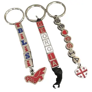 Wholesale Georgia key chain Metal Georgia tourist souvenirs key ring