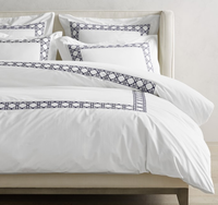 HONGYA Broderie Draps de Lit 400 Fils 100% Coton, Parure de Lit Unie, Drap Plat en Coton pour Hôtel