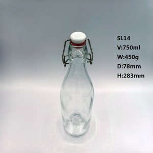 Bouteille en verre transparente ronde de 750 ml, 450 g, avec bouchon à bascule en métal, élégante, prix compétitif, fournisseur d'usine - Product Image 5
