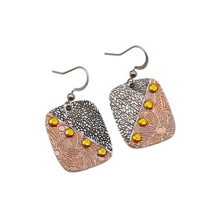 Orecchini Pendenti Geometrici Quadrati Vintage con Texture per Donne, Gioielli per Orecchie in Stile Antico alla Moda - Product Image 2