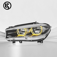 Faros Delanteros LED LS para BMW X5 F15 14-18, Actualización de Faros Angel Eyes, Lente Doble, DRL Amarillo y Blanco