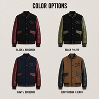 Vestes de baseball vintage pour hommes en laine avec manches en cuir et patchs brodés rayés personnalisés pour l'automne et l'hiver