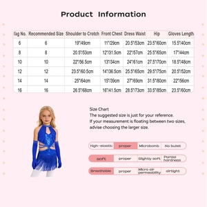Traje de Baile Latino para Niñas de 6 a 16 Años, Vestidos con 1 Par de Guantes de Malla para Actuaciones en Escenario, Competiciones y Fiestas - Product Image 6