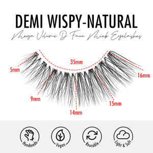 Ingrosso ciuffo striscia naturale Demi ciglia campione libero ciglia occhio di gatto Mini valigia scatola di imballaggio Cilios Pestanas Naturales - Product Image 2