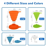 Entonnoir pliable en silicone de qualité alimentaire, mini, petit, moyen, grand, pour transfert d'huile et de poudre dans des bocaux à large ouverture