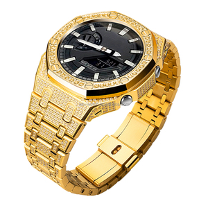 316L Acier Montre Ferme Chêne Pièces Modifiées Boîtier Bracelet Plein Diamant Métal Mod Kit pour Casiaok <span class=keywords><strong>G</strong></span> <span class=keywords><strong>Shock</strong></span> Ga2100 Ga2110 - Product Image 2