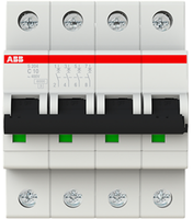Disjoncteur miniature authentique ABB S204-C10 4 pôles 10A courbe C 6kA 400V AC pour montage sur rail DIN, usage industriel et commercial
