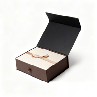 Boîtes cadeaux magnétiques de luxe noires personnalisées avec logo et nœud A4, 160x200x80mm, pour parfums et emballages de smartphones - Spécial Ramadan