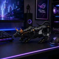 Statue de taureau mécanique en résine faite à la main, sculpture Cyberpunk OX, figurine noire et or, décoration de bureau, ornement, cadeau pour la maison ou le bureau
