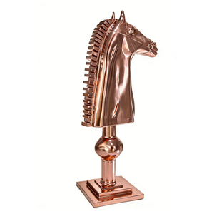 Sculpture de tête de <span class=keywords><strong>cheval</strong></span> géante en fibre de verre, or rose, moderne et luxueuse, pour la décoration de la maison et la collection d'art - Product Image 2