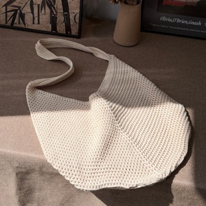 Bolso de mano de <span class=keywords><strong>ganchillo</strong></span> para mujer, bolso de hombro de gran capacidad tejido en malla, estilo bohemio, ligero, para playa, vacaciones de verano, tejido a mano - Product Image 4